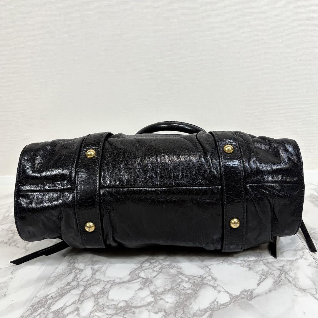 PreOwned Miu Miu VITELLO LUX 2way Handbag Shoulder bag Leather Black