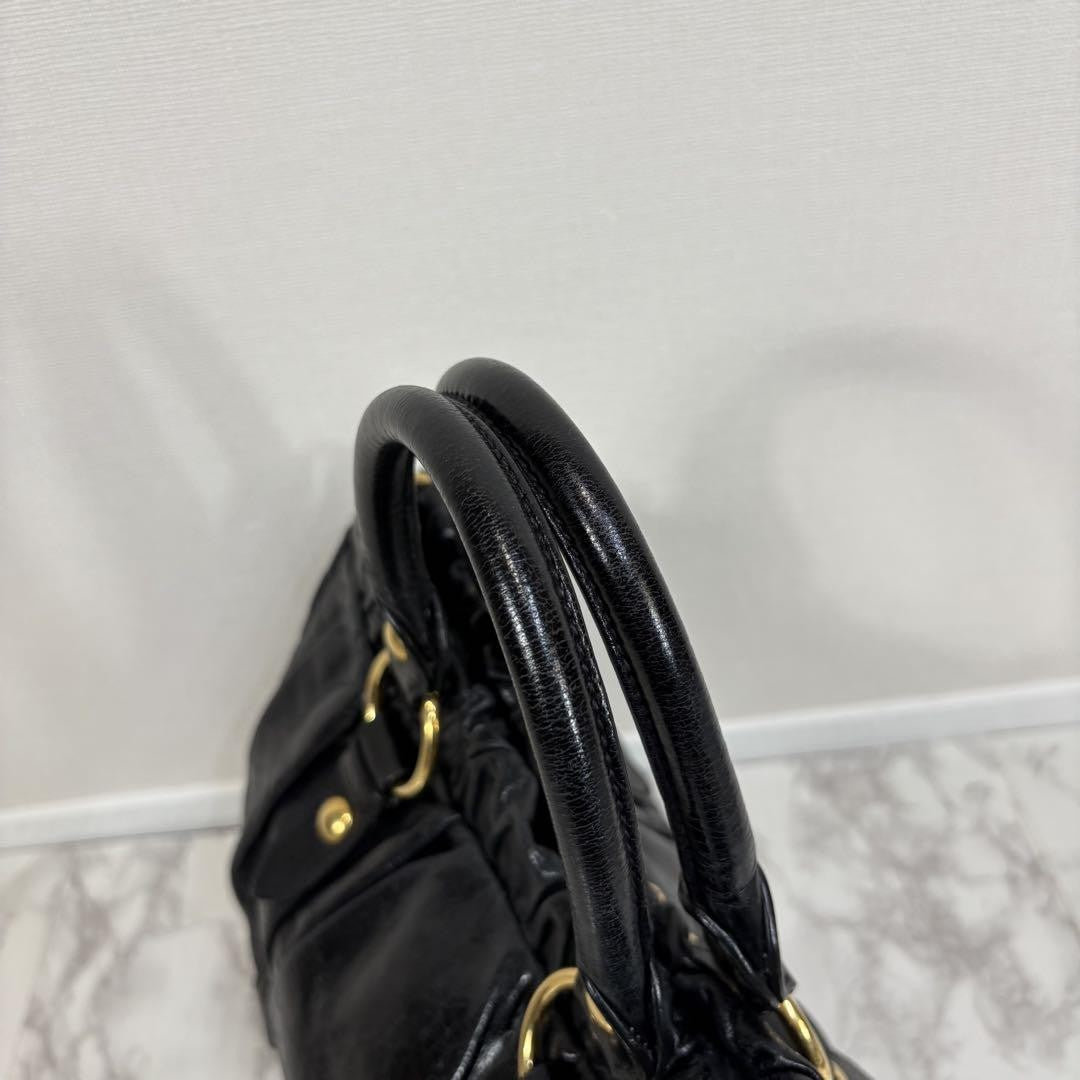 PreOwned Miu Miu VITELLO LUX 2way Handbag Shoulder bag Leather Black