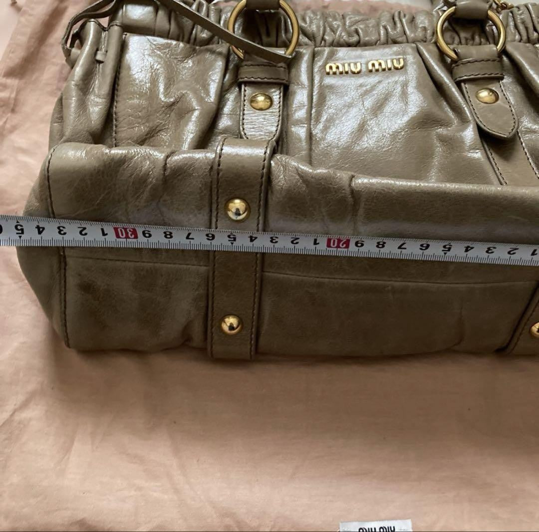 PreOwned Miu Miu VITELLO LUX 2way Handbag Shoulder bag Leather Beige Used