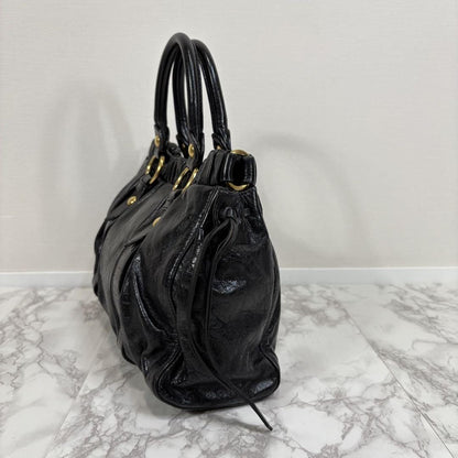 PreOwned Miu Miu VITELLO LUX 2way Handbag Shoulder bag Leather Black