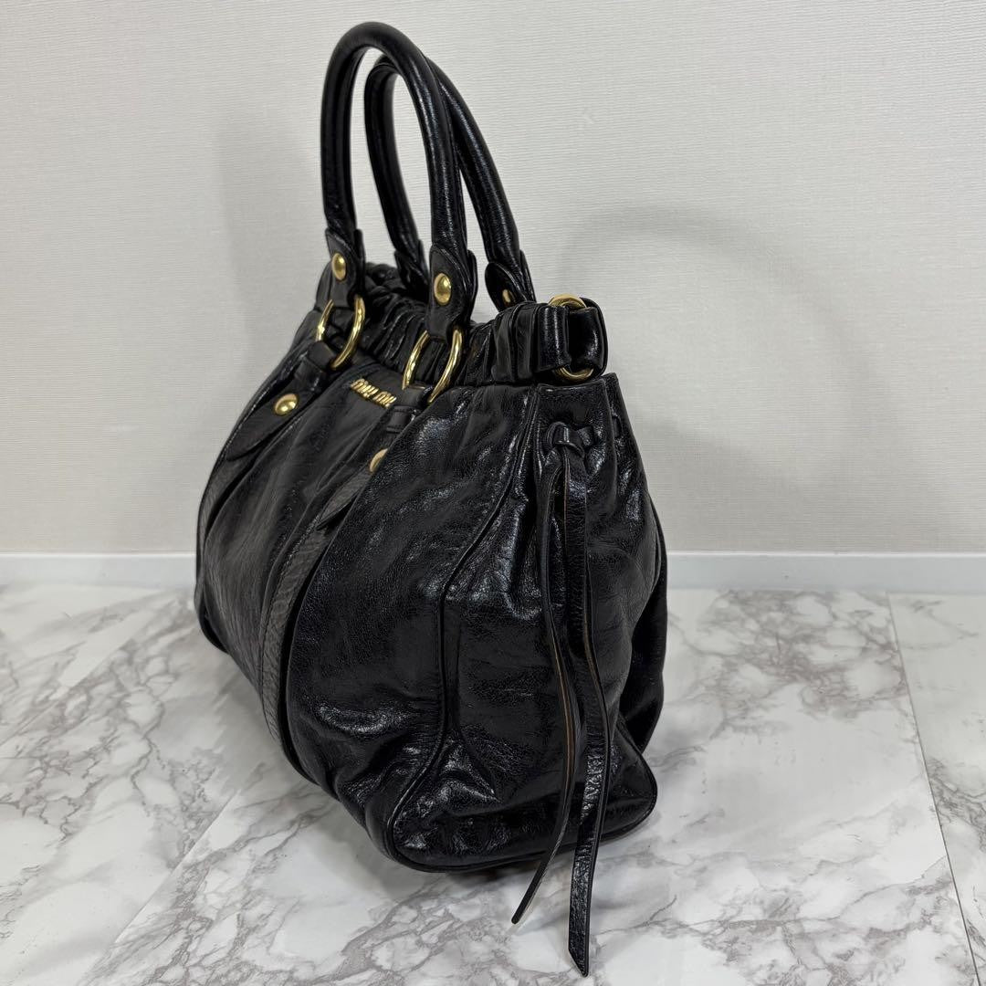 PreOwned Miu Miu VITELLO LUX 2way Handbag Shoulder bag Leather Black