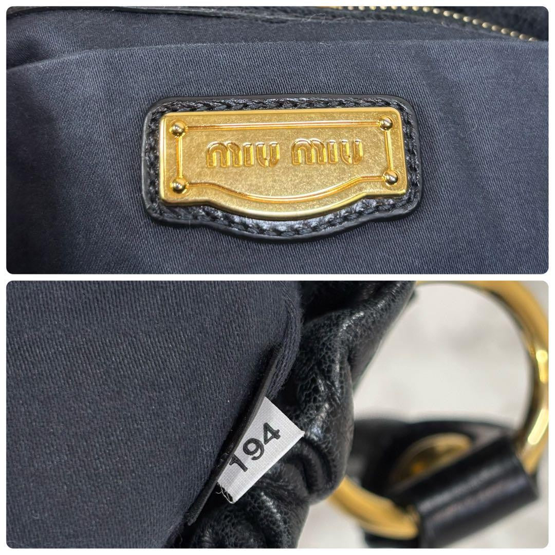 PreOwned Miu Miu VITELLO LUX 2way Handbag Shoulder bag Leather Black